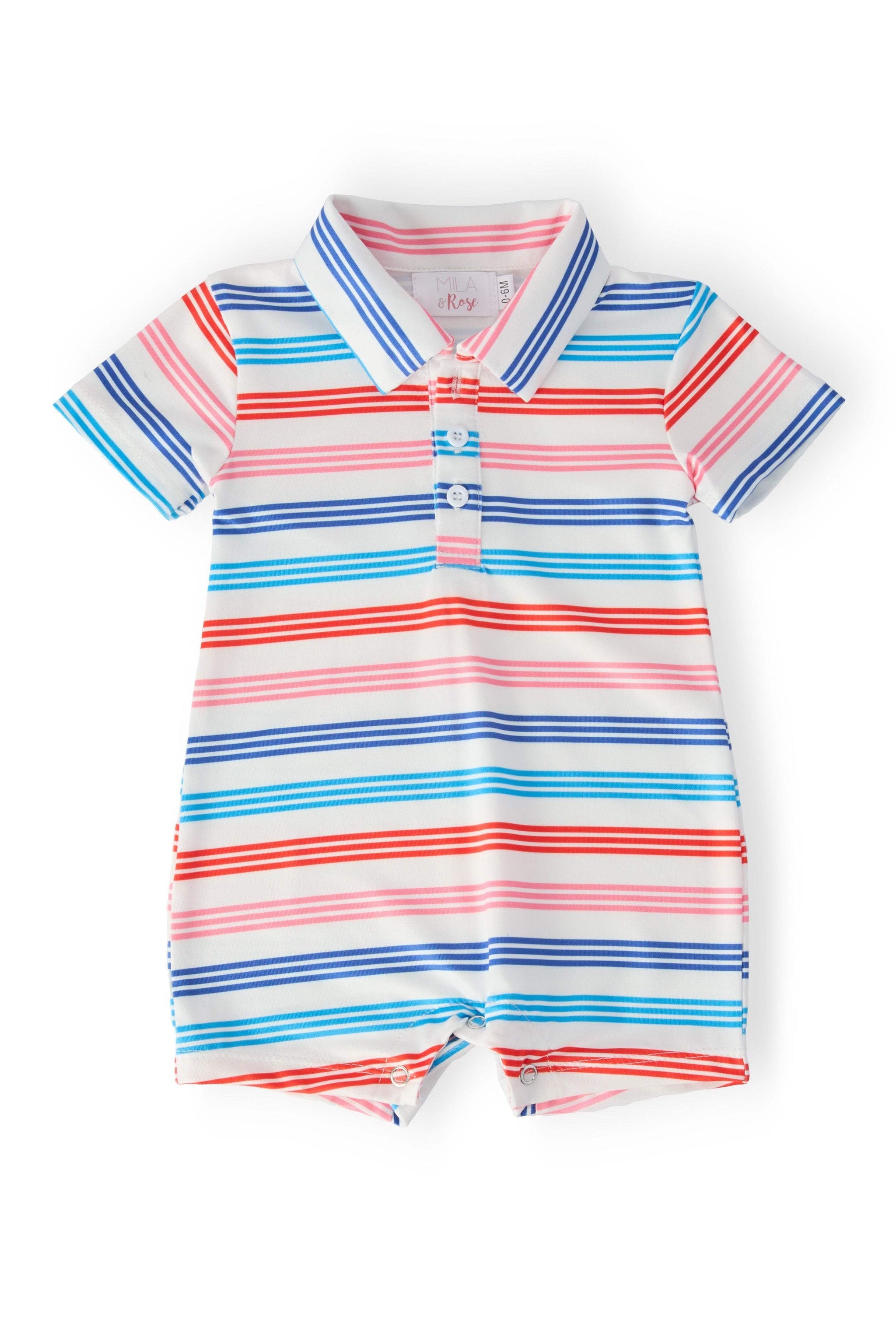 Red, White & Stripe Polo Shorty One-Piece - Mila & Rose ® - Flyclothing LLC