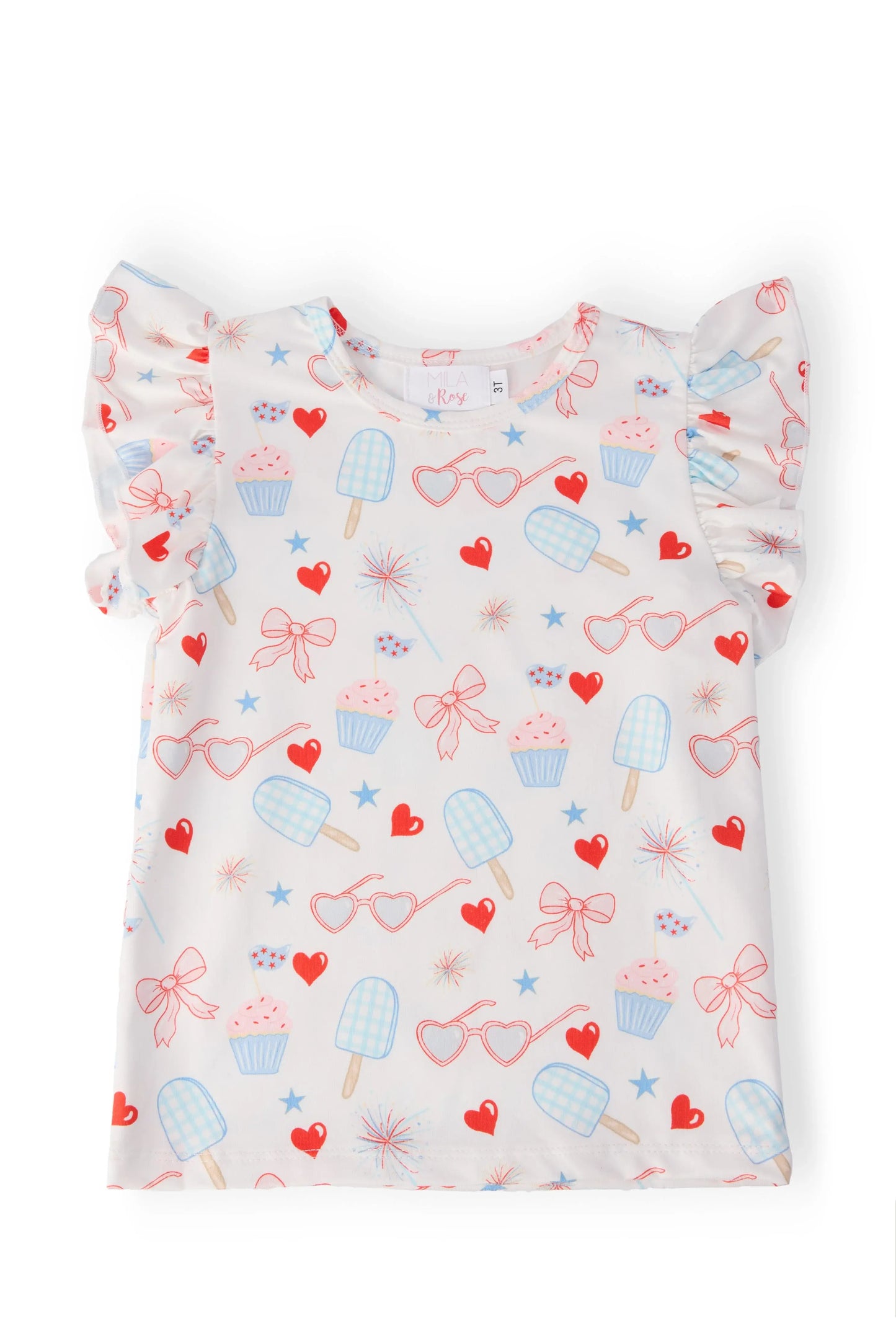 Red, White, & Sweet S/S Ruffle Tee - Mila & Rose ® - Flyclothing LLC
