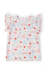 Red, White, & Sweet S/S Ruffle Tee - Mila & Rose ® - Flyclothing LLC