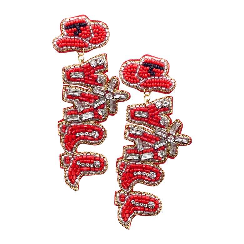 Yall Felt Back Beaded Message Dangle Earrings - Madeline Love - Flyclothing LLC