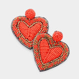 Seed Bead Heart Earrings - Madeline Love - Flyclothing LLC
