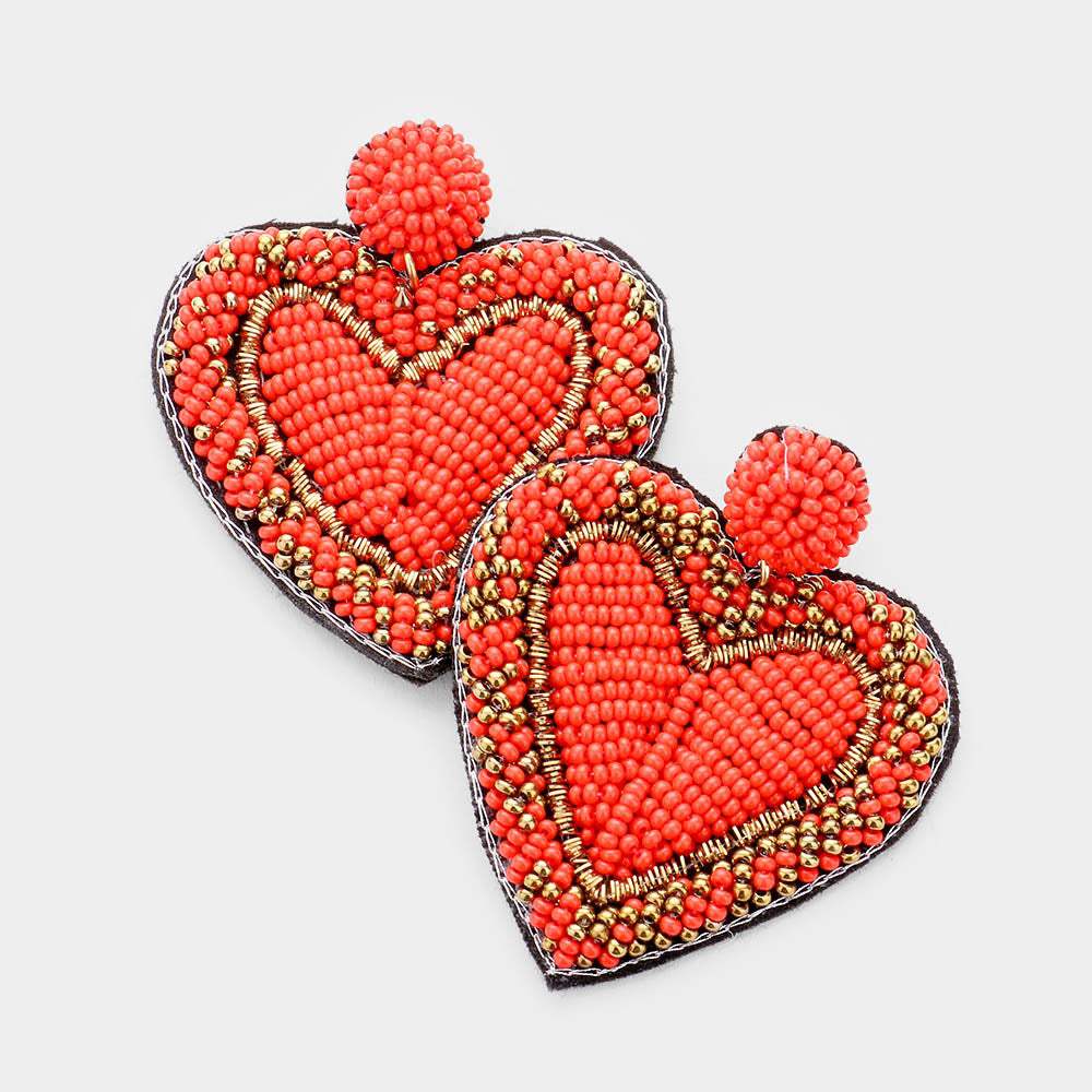 Seed Bead Heart Earrings - Madeline Love - Flyclothing LLC