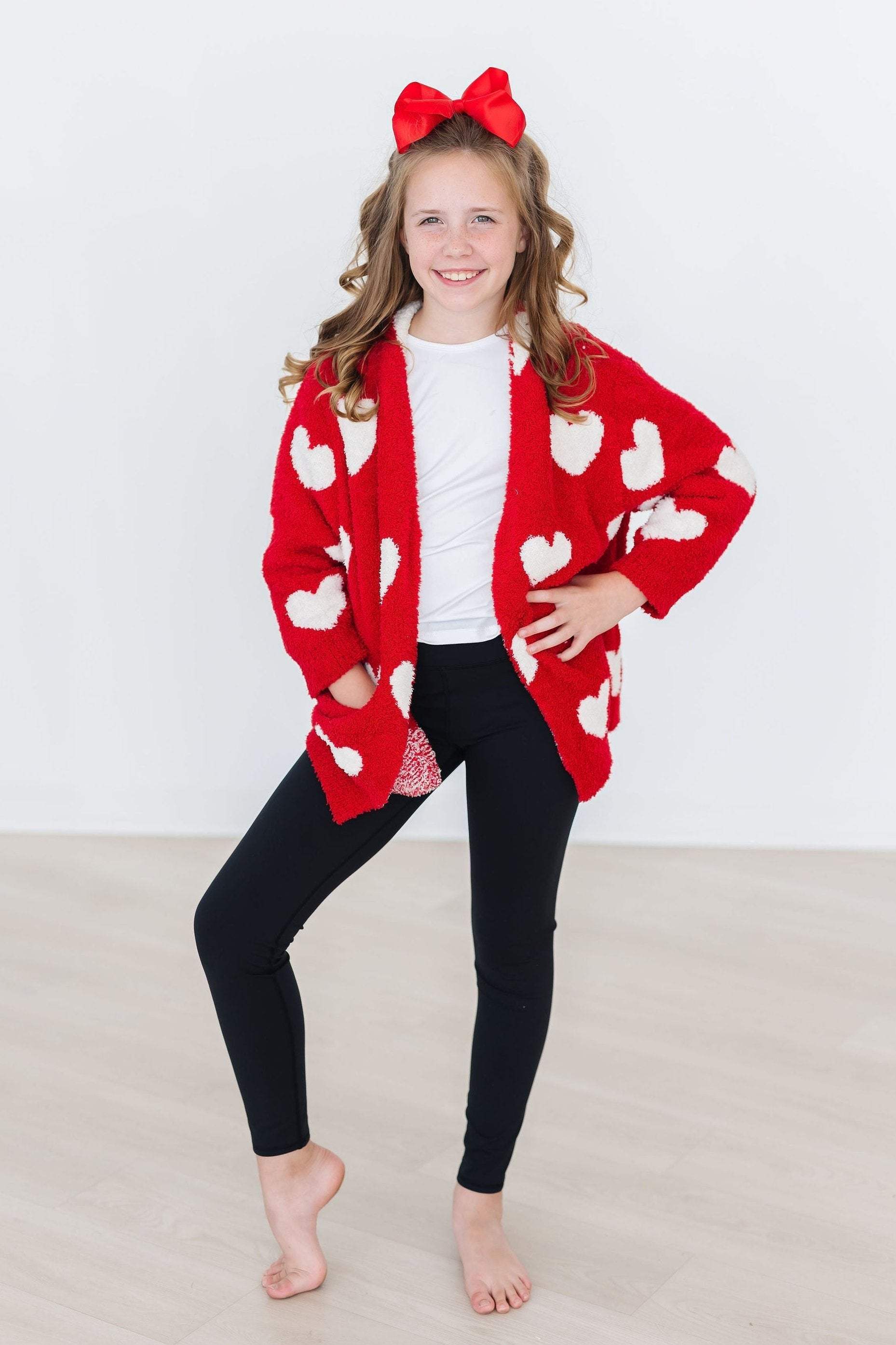 Red/Coconut Heart Cozy Cardigan - Mila & Rose ® - Flyclothing LLC