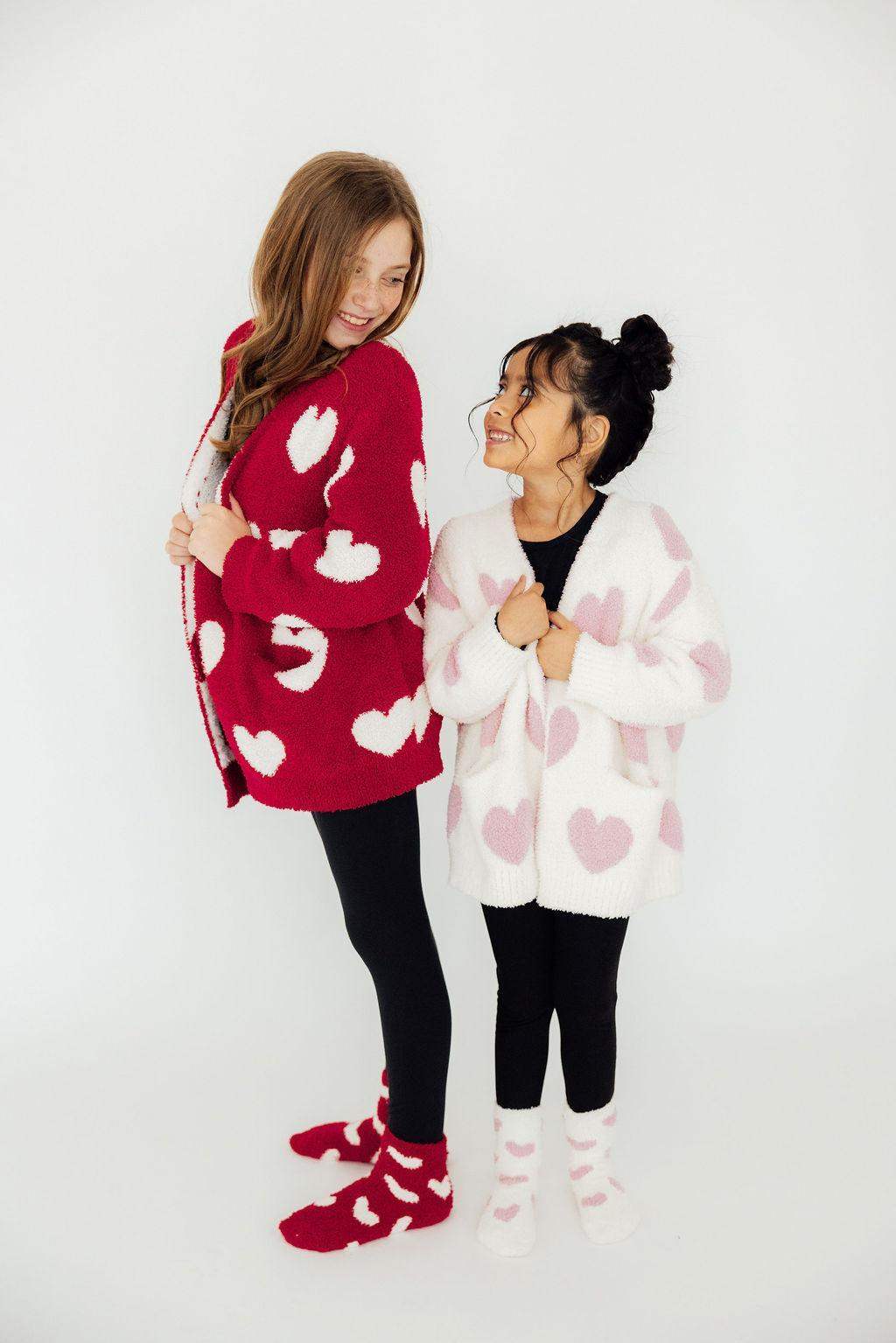 Red/Coconut Heart Cozy Cardigan - Mila & Rose ® - Flyclothing LLC