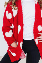 Red/Coconut Heart Cozy Cardigan - Mila & Rose ® - Flyclothing LLC