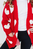 Red/Coconut Heart Cozy Cardigan