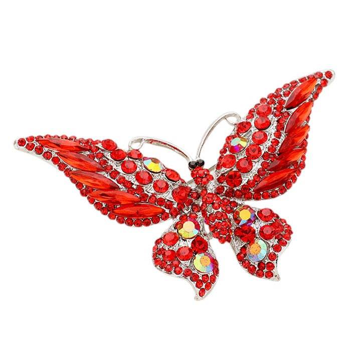 Glass Crystal Butterfly Pin Brooch - Madeline Love - Flyclothing LLC