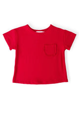 Red Ruffle Pocket Tee - Mila & Rose ® - Flyclothing LLC
