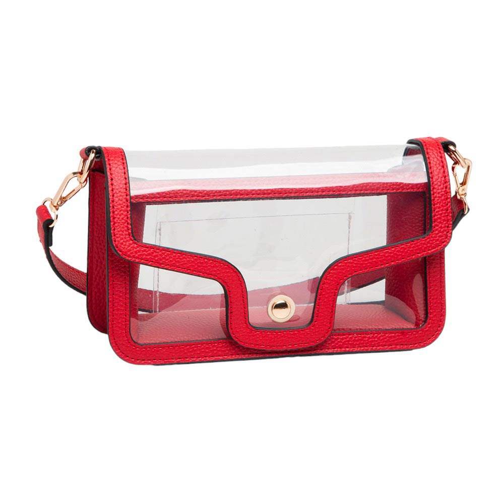 Solid Faux Leather Transparent Rectangle Shoulder Bag - Madeline Love - Flyclothing LLC