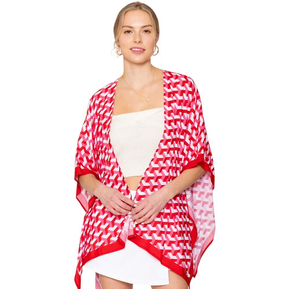 Geometric Pattern Print Ruana Poncho - Madeline Love - Flyclothing LLC
