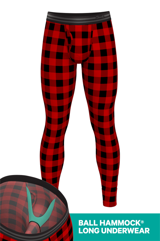 The Red & Black Lumberjack | Buffalo Check Ball Hammock® Long Johns - Shinesty