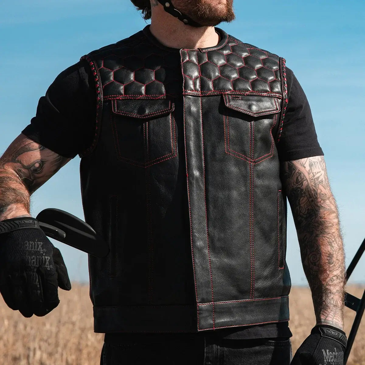 Hornet Men's Club Style Leather Vest - First Manufacturing Company - Flyclothing LLC