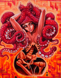 Black Market Art Company Red Octopus Print