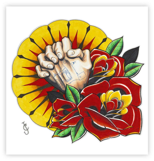 Black Market Art Company Redflower Hand Print - Black Market Art Company - Flyclothing LLC