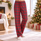 Christmas Unisex Bamboo Pajama Pants – Classic Red Tartan - Tesa Babe - Flyclothing LLC