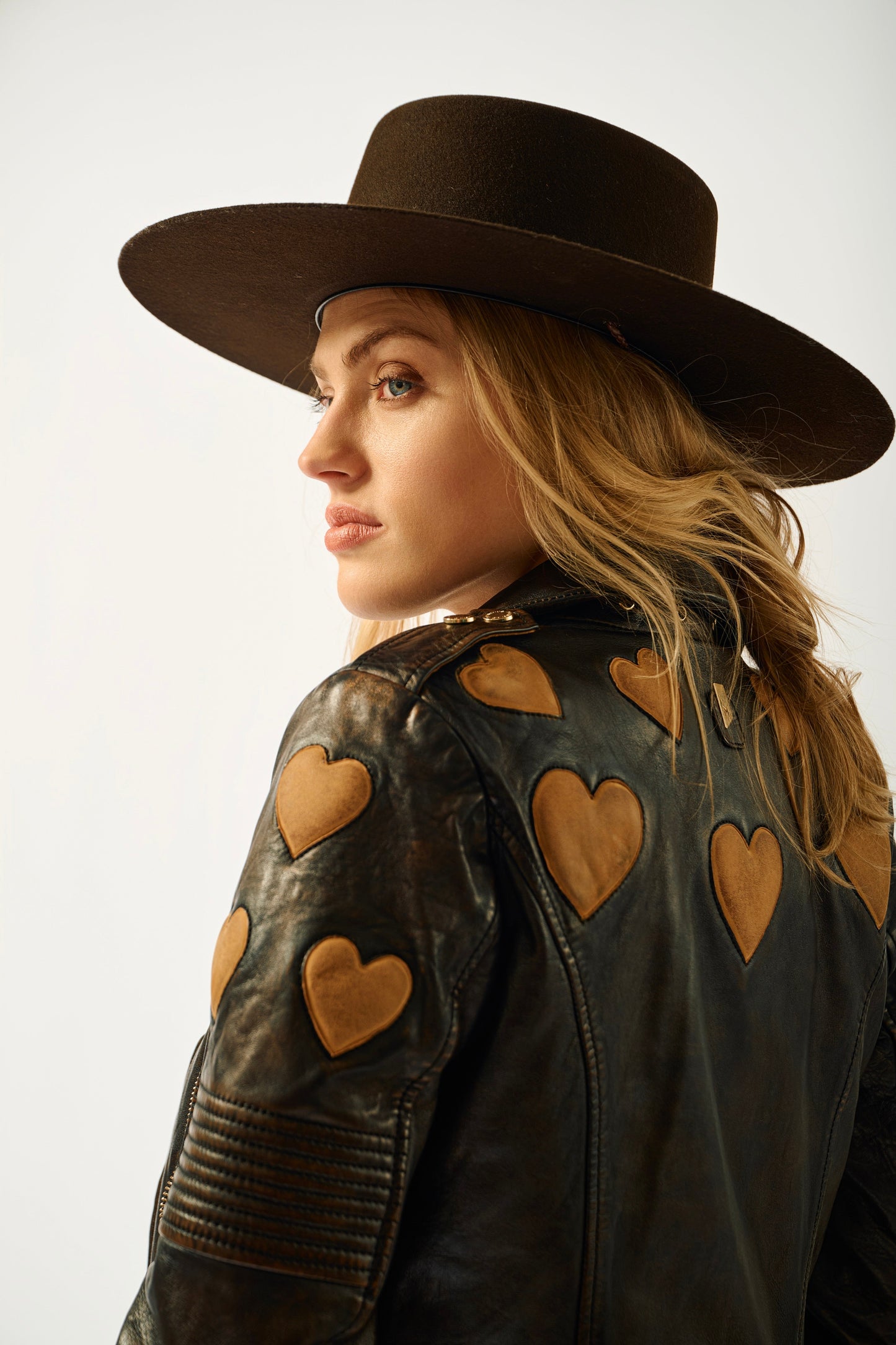 Reo RF Heart Detail Leather Jacket