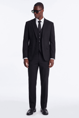Poly Rayon Black 2 Button Notch Lapel Pick Stitching 3 Pc Slim Fit Suit - Ferrecci USA - Flyclothing LLC