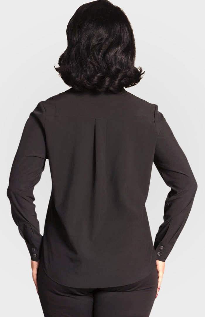 Resort Vee Long Sleeve Popover Shirt - Black - Buki - Flyclothing LLC