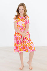Retro Daisies S/S Pocket Twirl Dress - Mila & Rose ® - Flyclothing LLC