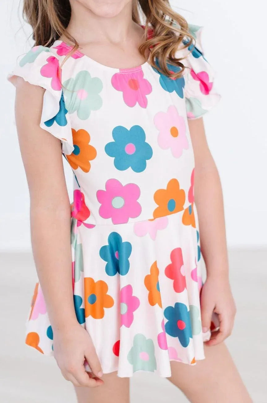 Retro Floral S/S Twirl Leotard - Mila & Rose ® - Flyclothing LLC