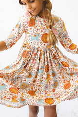 Retro Unicorns 3/4 Sleeve Pocket Twirl Dress - Mila & Rose ® - Flyclothing LLC