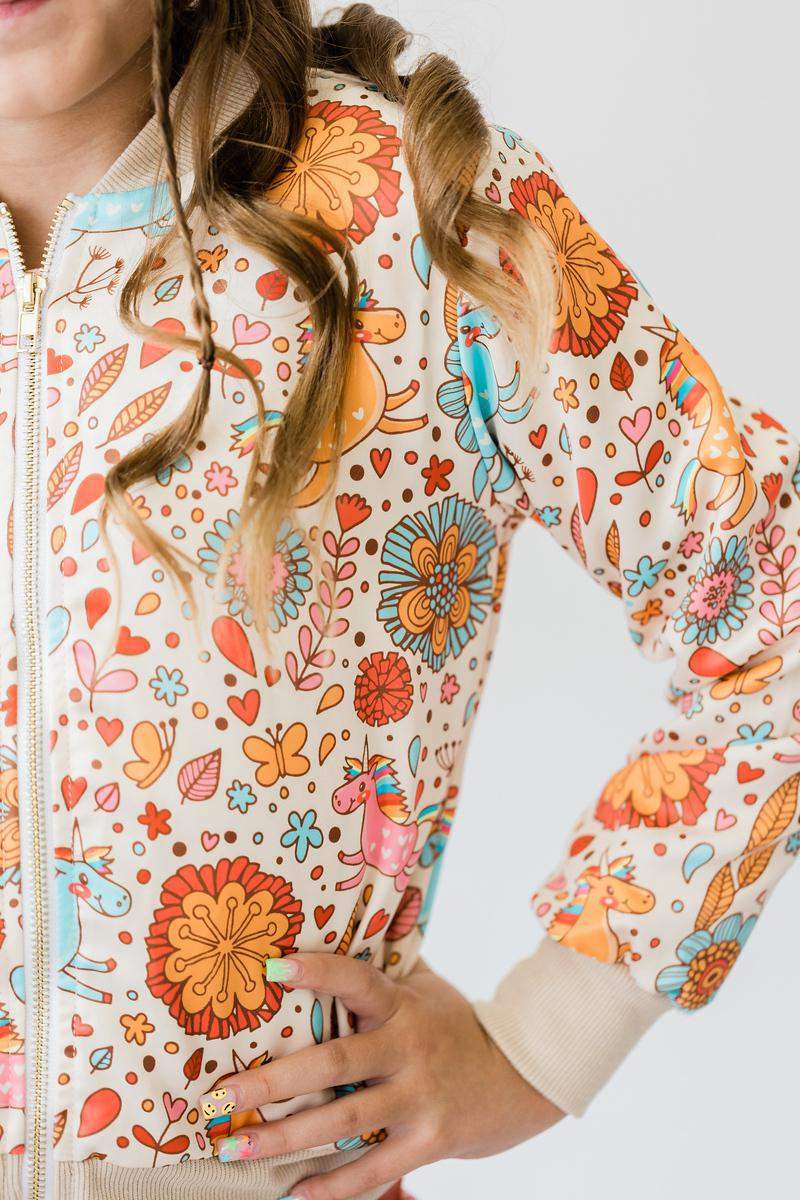 Retro Unicorns Satin Jacket - Mila & Rose ® - Flyclothing LLC