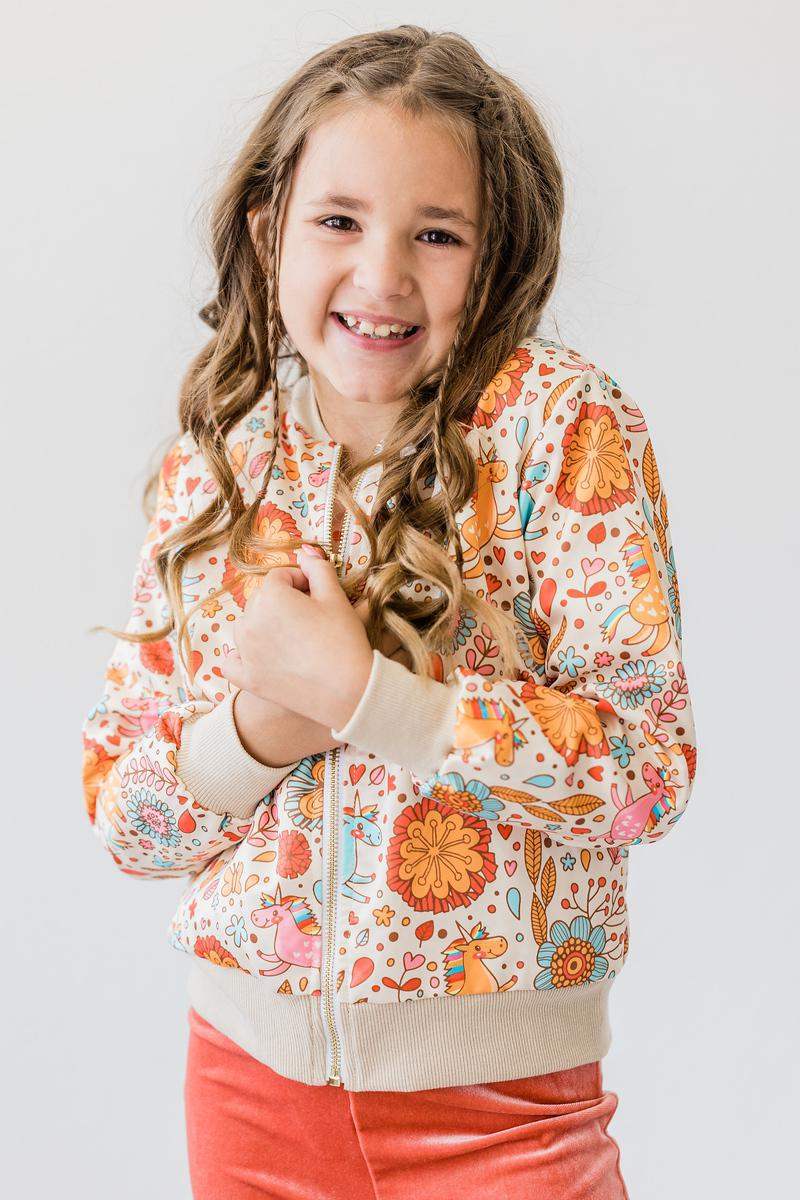 Retro Unicorns Satin Jacket - Mila & Rose ® - Flyclothing LLC