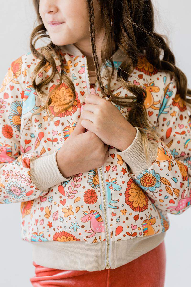 Retro Unicorns Satin Jacket - Mila & Rose ® - Flyclothing LLC