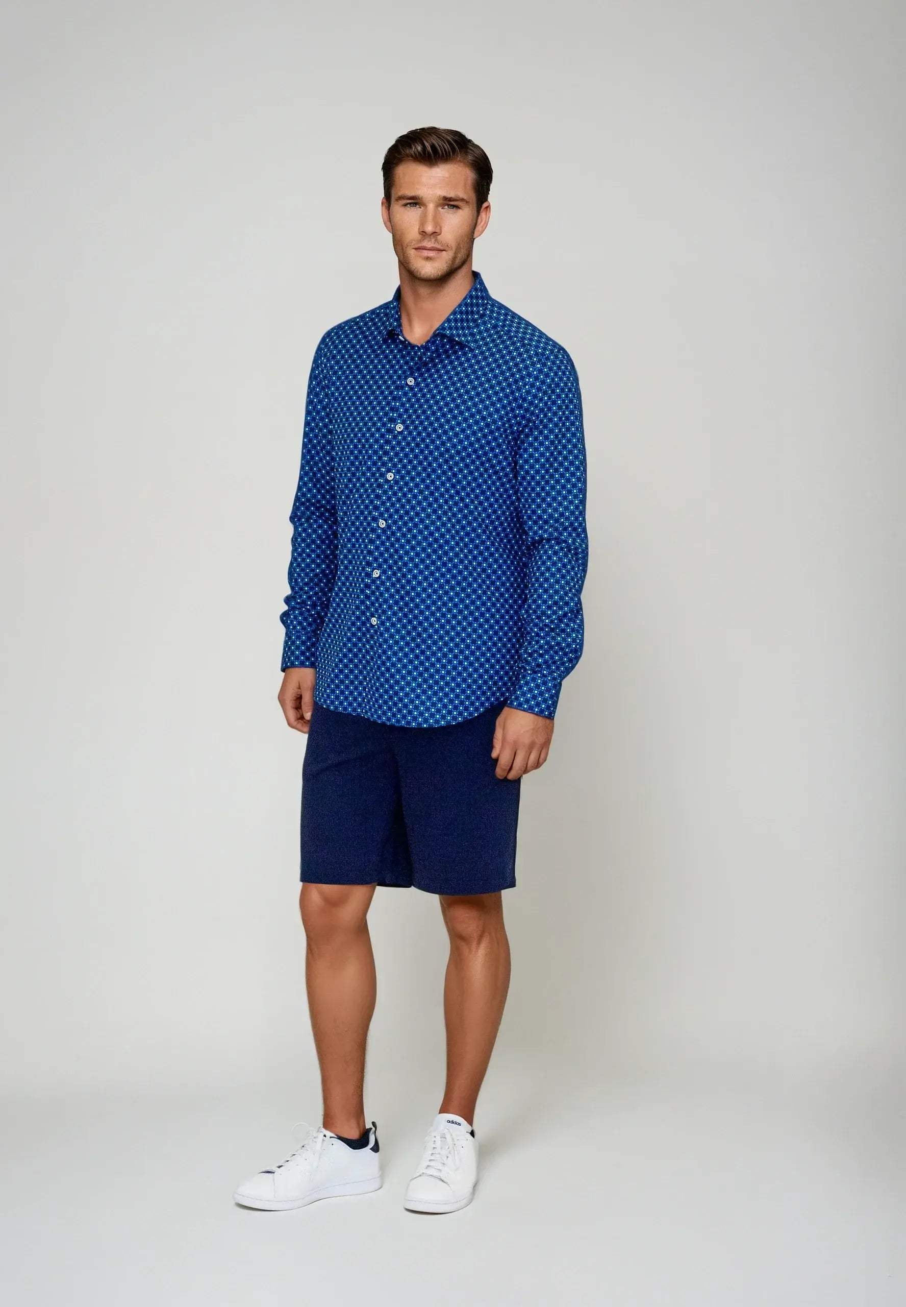 Retro Blues Long Sleeve Tech Shirt - Buki - Flyclothing LLC