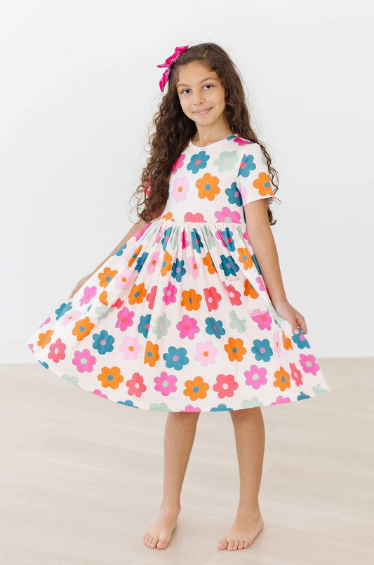 Retro Floral S/S Pocket Twirl Dress - Mila & Rose ® - Flyclothing LLC