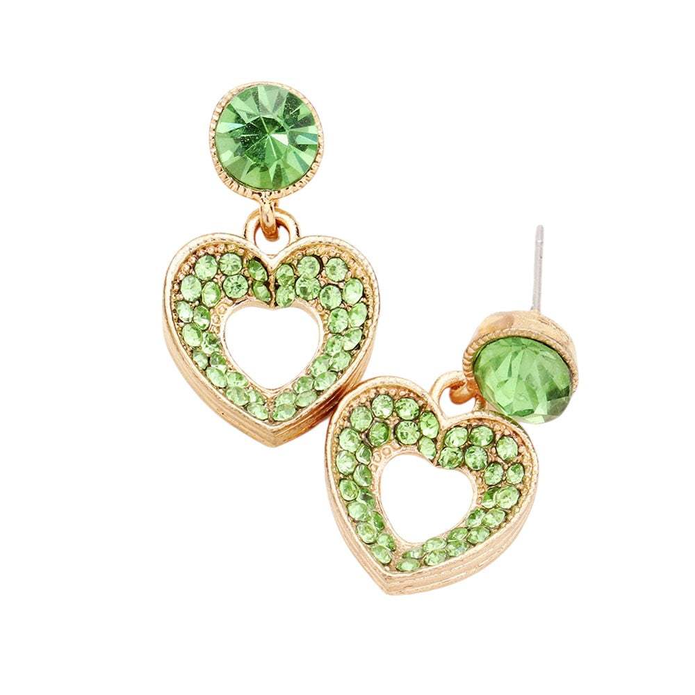 Rhinestone Pave Heart Cut out Earrings - Madeline Love - Flyclothing LLC