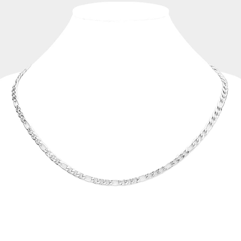 16 INCH, 4mm Stainless Steel Figaro Chain Necklace - Madeline Love - Flyclothing LLC