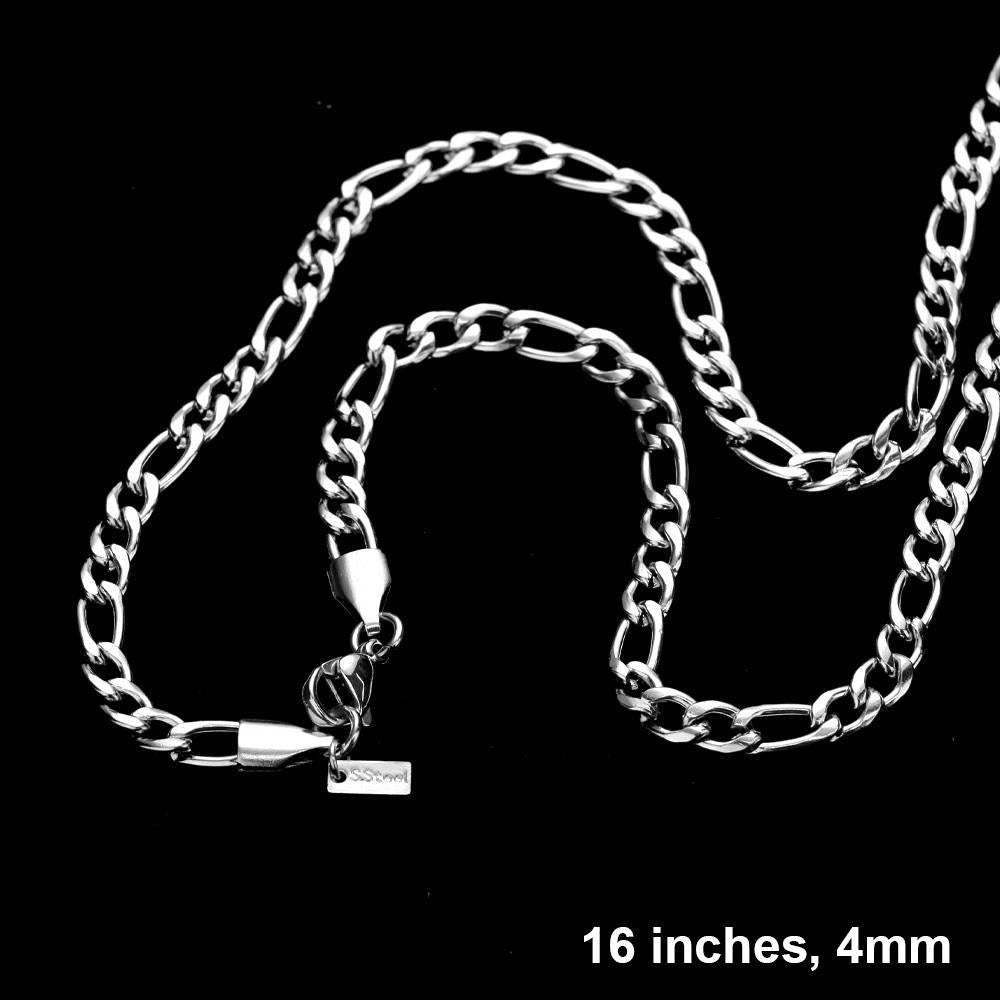 16 INCH, 4mm Stainless Steel Figaro Chain Necklace - Madeline Love - Flyclothing LLC