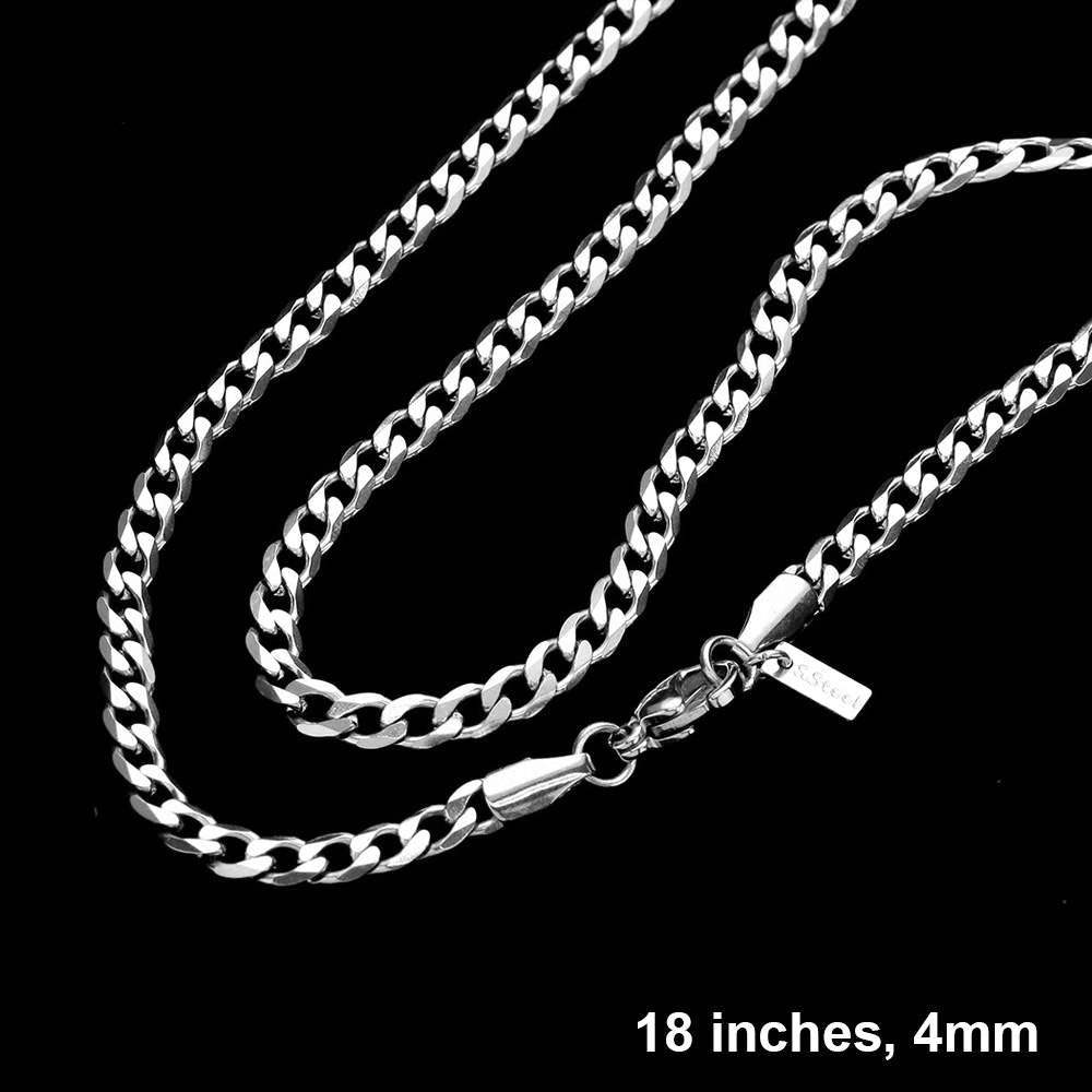 18 INCH, 4mm Stainless Steel Diamond Cut Cuban Chain Necklace - Madeline Love - Flyclothing LLC