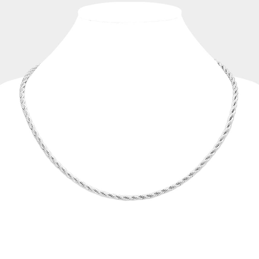 18 INCH, 4mm Stainless Steel Rope Chain Necklace - Madeline Love - Flyclothing LLC