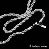 18 INCH, 4mm Stainless Steel Rope Chain Necklace - Madeline Love - Flyclothing LLC