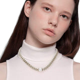 18K Gold Dipped Stainless Steel CZ Square Stone Necklace - Madeline Love - Flyclothing LLC