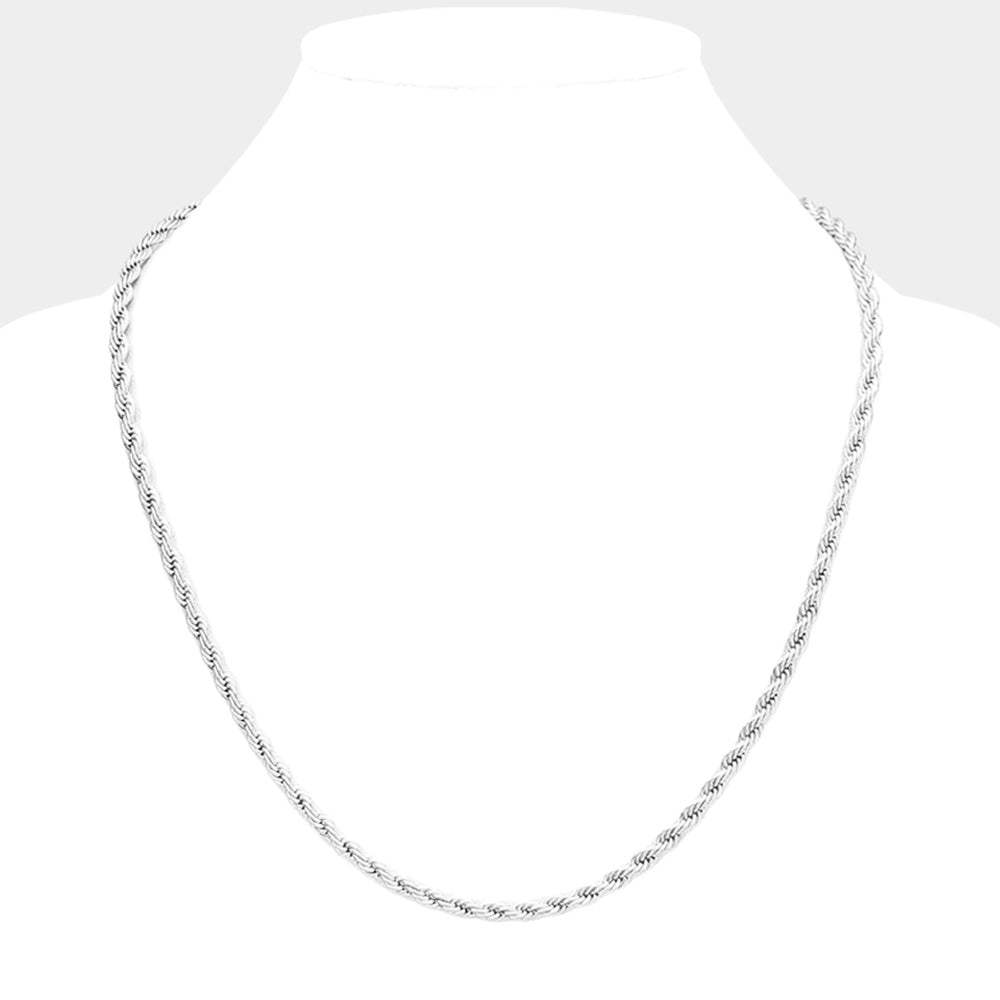 20 INCH, 3mm Stainless Steel Rope Chain Necklace - Madeline Love - Flyclothing LLC