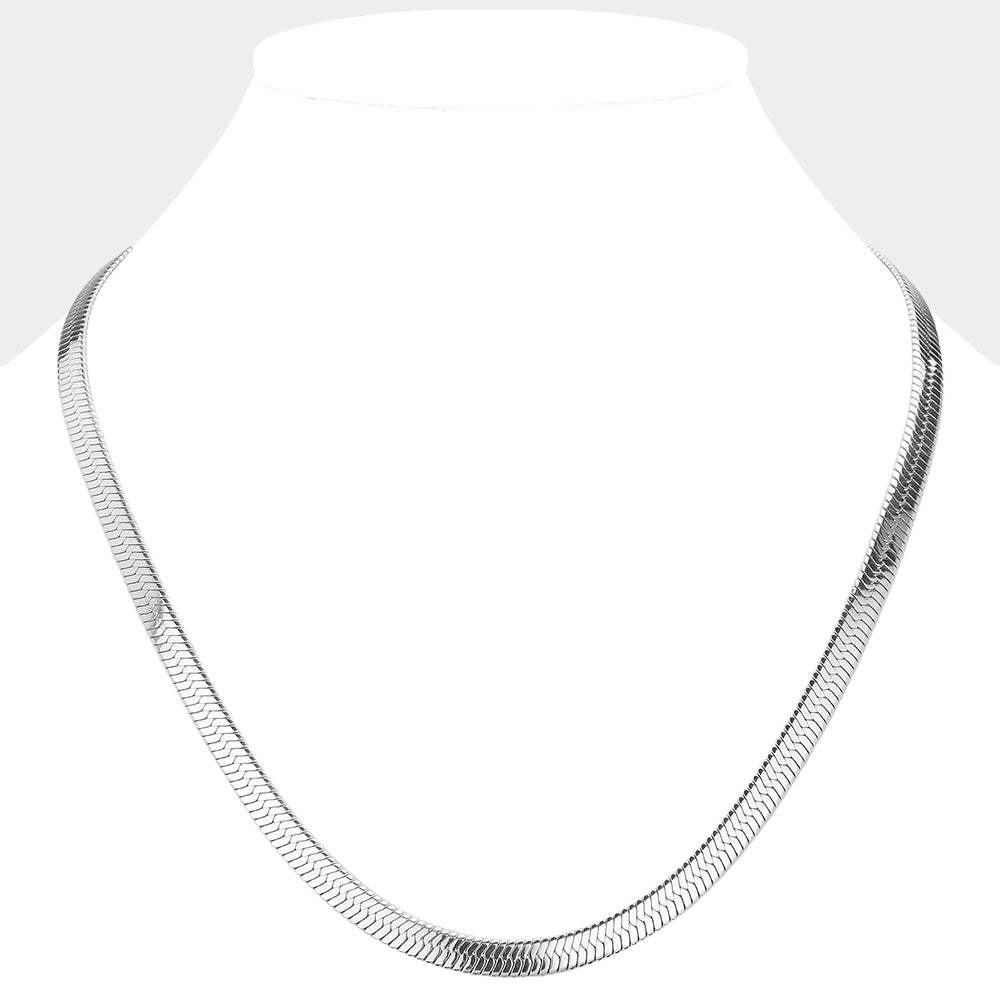 20 Inch, 6mm Stainless Steel Herringbone Chain Necklace - Madeline Love - Flyclothing LLC