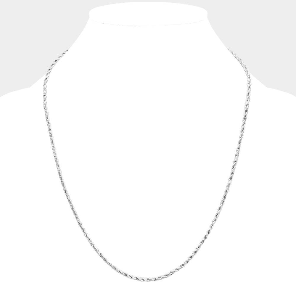 24 INCH, 3mm Stainless Steel Rope Chain Necklace - Madeline Love - Flyclothing LLC