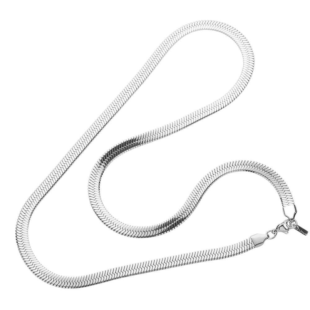 24 Inch, 7mm Stainless Steel Herringbone Chain Necklace - Madeline Love - Flyclothing LLC