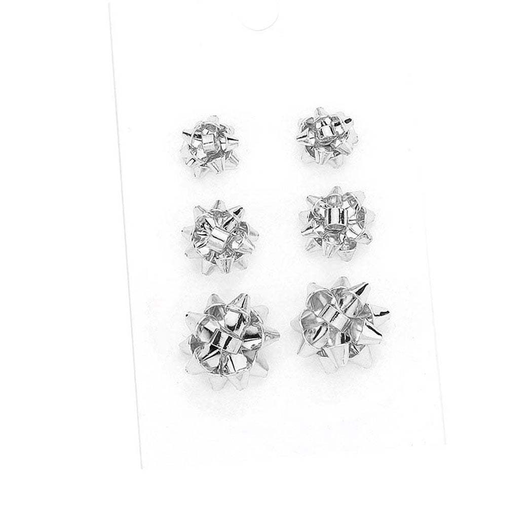 3Pairs Christmas Bow Stud Earrings - Madeline Love - Flyclothing LLC