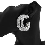 Bling Rectangle Stone Split Hoop Earrings - Madeline Love - Flyclothing LLC