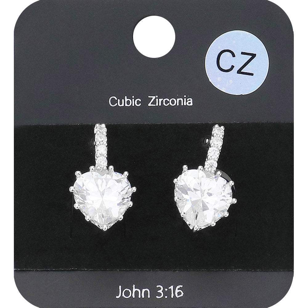 CZ Heart Evening Huggie Earrings - Madeline Love - Flyclothing LLC