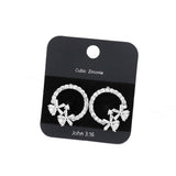 CZ Stone Pave Open Circle Flower Embellished Stud Earrings - Madeline Love - Flyclothing LLC
