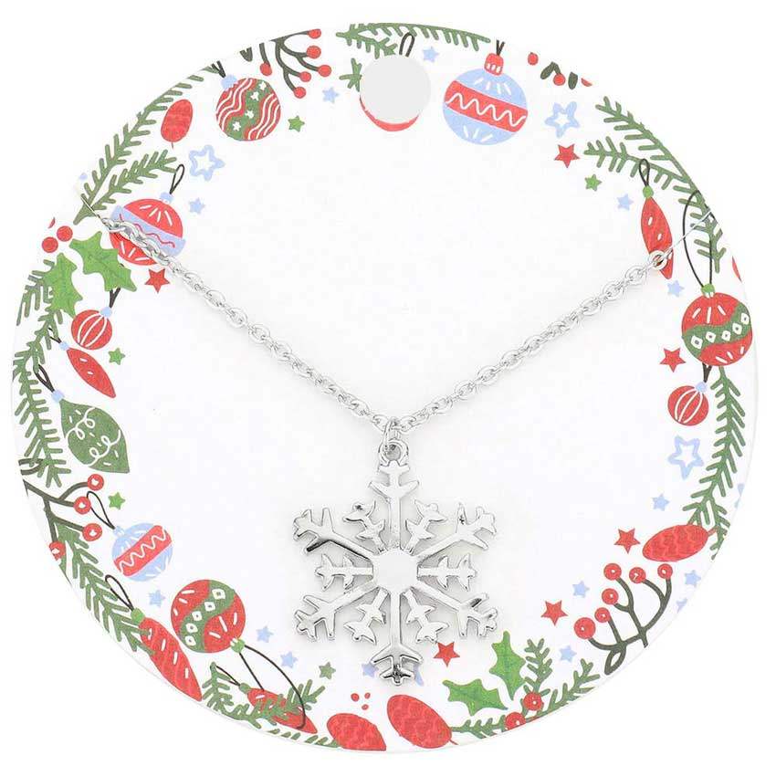 Christmas Metal Snowflake Pendant Necklace - Madeline Love - Flyclothing LLC