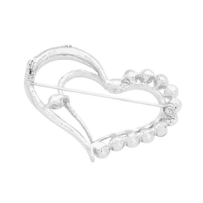 Stone Trimmed Heart Pin Brooch - Madeline Love - Flyclothing LLC