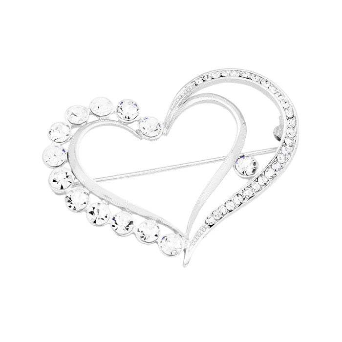 Stone Trimmed Heart Pin Brooch - Madeline Love - Flyclothing LLC