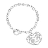 Couple Accented Heart Charm Toggle Bracelet - Madeline Love - Flyclothing LLC
