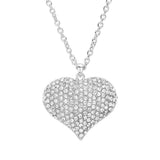 Crystal Pave Heart Pendant Long Necklace - Madeline Love - Flyclothing LLC